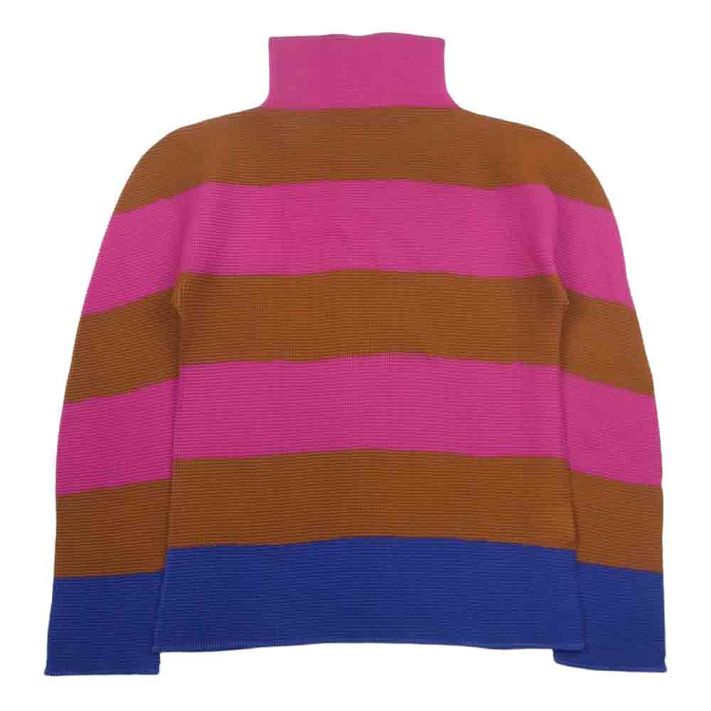 ISSEY MIYAKE イッセイミヤケ me  ミー MI23FJ631 ボックスプリーツ ボトル ネック ロング スリーブ ボーダー カットソー マルチカラー系【中古】