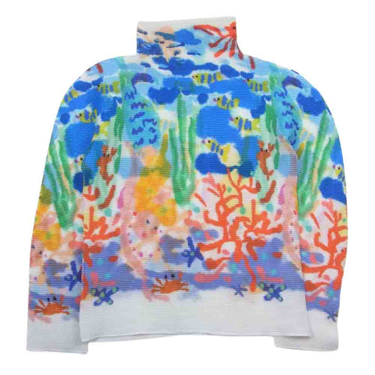 ISSEY MIYAKE イッセイミヤケ me ミー 23SS MI31FJ531 ボックスプリーツ ボトル ネック ロング スリーブ MERMAID マーメイド カットソー マルチカラー系【中古】