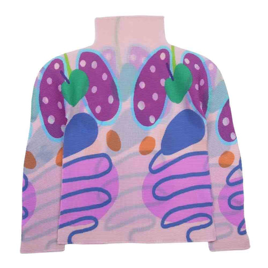 ISSEY MIYAKE イッセイミヤケ me ミー 23SS MI31FJ641 ボックスプリーツ ボトルネック ロング スリーブ 総柄 カットソー マルチカラー系【中古】