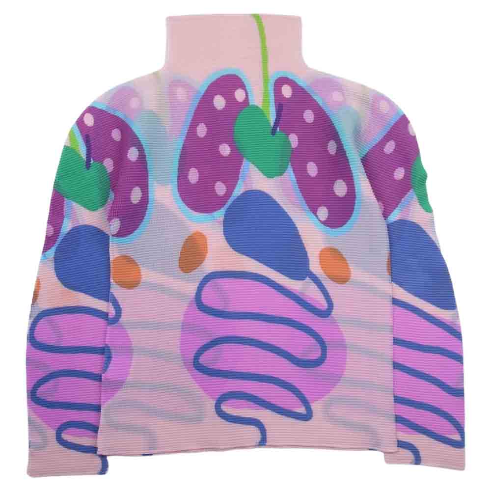 ISSEY MIYAKE イッセイミヤケ me ミー 23SS MI31FJ641 ボックスプリーツ ボトルネック ロング スリーブ 総柄 カットソー マルチカラー系【中古】