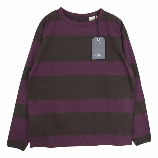 Levi's リーバイス A21360007 MADE&CRAFTED ロングスリーブ ボーダー Tシャツ カットソー パープル系 JAPAN SIZE M【新古品】【未使用】【中古】