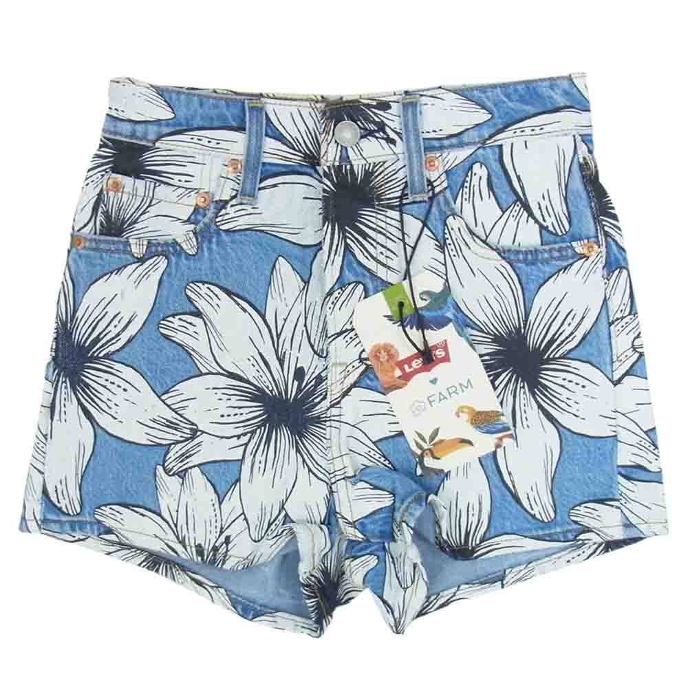 Levi's リーバイス 871640001 FARM RIBCAGE SHORT FLOWER BURST フラワー プリント デニム ショーツ ブルー系 24【新古品】【未使用】【中古】