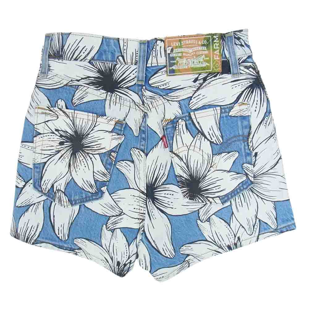 Levi's リーバイス 871640001 FARM RIBCAGE SHORT FLOWER BURST フラワー プリント デニム ショーツ ブルー系 24【新古品】【未使用】【中古】