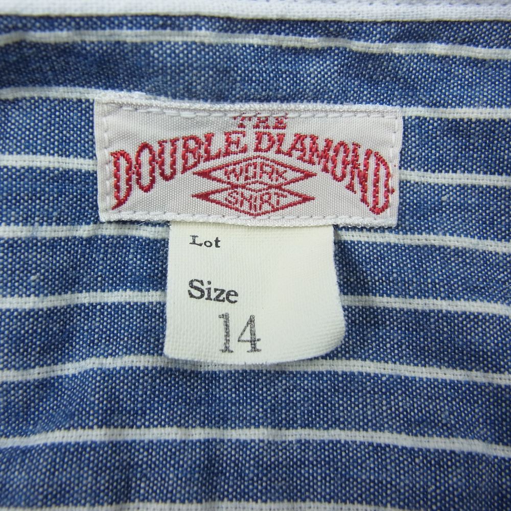 The REAL McCOY'S ザリアルマッコイズ Double Diamond ダブルダイヤモンド  ストライプ ノーカラー 長袖 シャツ インディゴブルー系 14【中古】