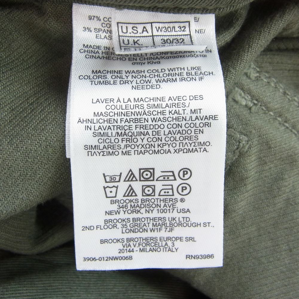 Brooks Brothers ブルックスブラザーズ 100110246 Red Fleece ストレッチ コットン ブラッシュドツイル ガーメントダイ サープラス ベイカー パンツ  カーキ系 30【中古】