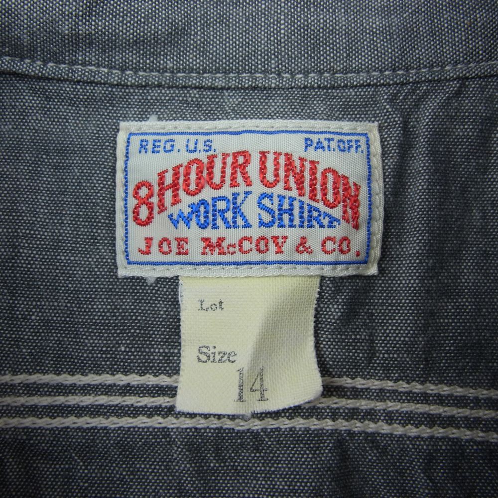 ジョーマッコイ  8HOUR UNION ブラック シャンブレー 長袖 シャツ マチ付 ブラック系 14【美品】【中古】