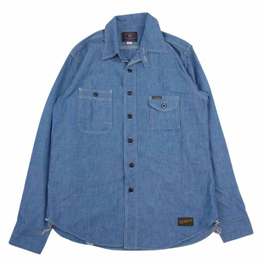 TOY'S McCOY トイズマッコイ 23SS McHILL OVERALLS CHAMBRAY WORK SHIRT STEVE McQUEEN シャンブレー ワーク シャツ スティーブマックイーン 長袖  インディゴブルー系 14【美品】【中古】