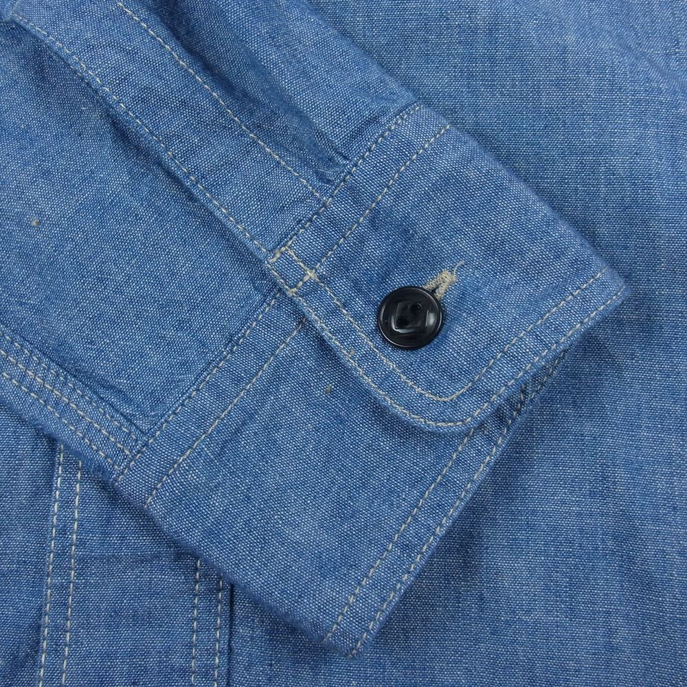 TOY'S McCOY トイズマッコイ 23SS McHILL OVERALLS CHAMBRAY WORK SHIRT STEVE McQUEEN シャンブレー ワーク シャツ スティーブマックイーン 長袖  インディゴブルー系 14【美品】【中古】