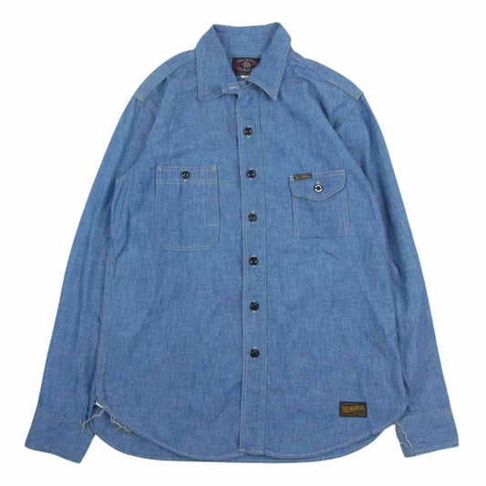 TOY'S McCOY トイズマッコイ 23SS McHILL OVERALLS CHAMBRAY WORK SHIRT STEVE McQUEEN シャンブレー ワーク シャツ スティーブマックイーン 長袖  インディゴブルー系 14【美品】【中古】
