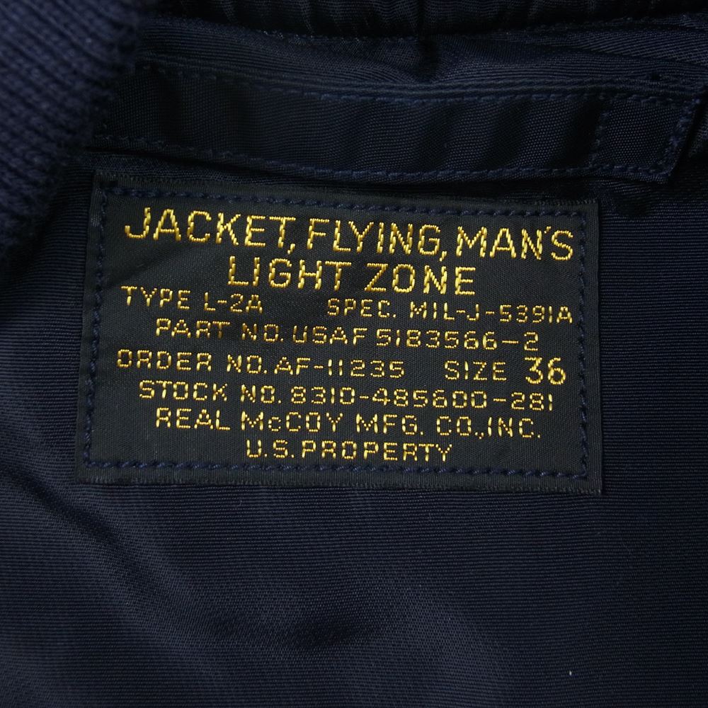 The REAL McCOY'S ザリアルマッコイズ MIL-J-5391A TYPE-L2A フライト ジャケット ネイビー系 36【中古】
