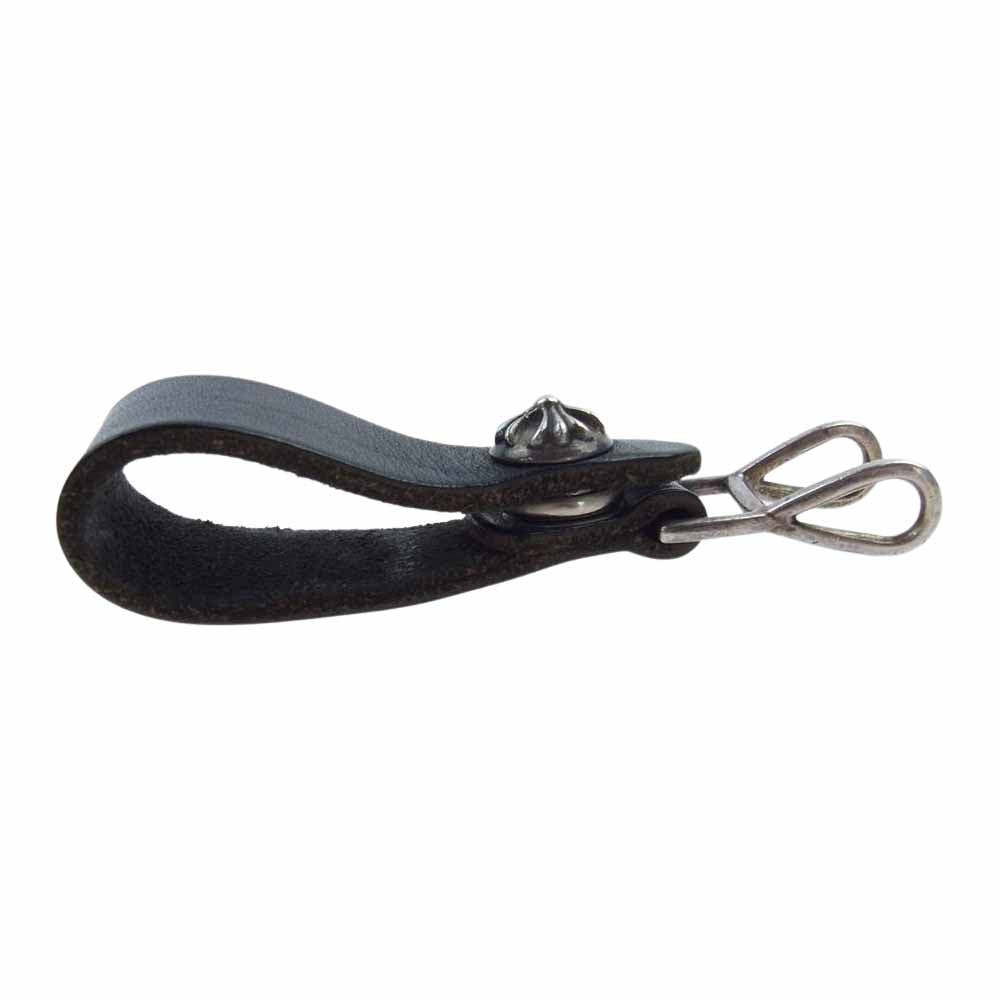 CHROME HEARTS クロムハーツ（原本無） BELT LOOP クロスボール レザー ベルトループ ブラック系 シルバー系【中古】
