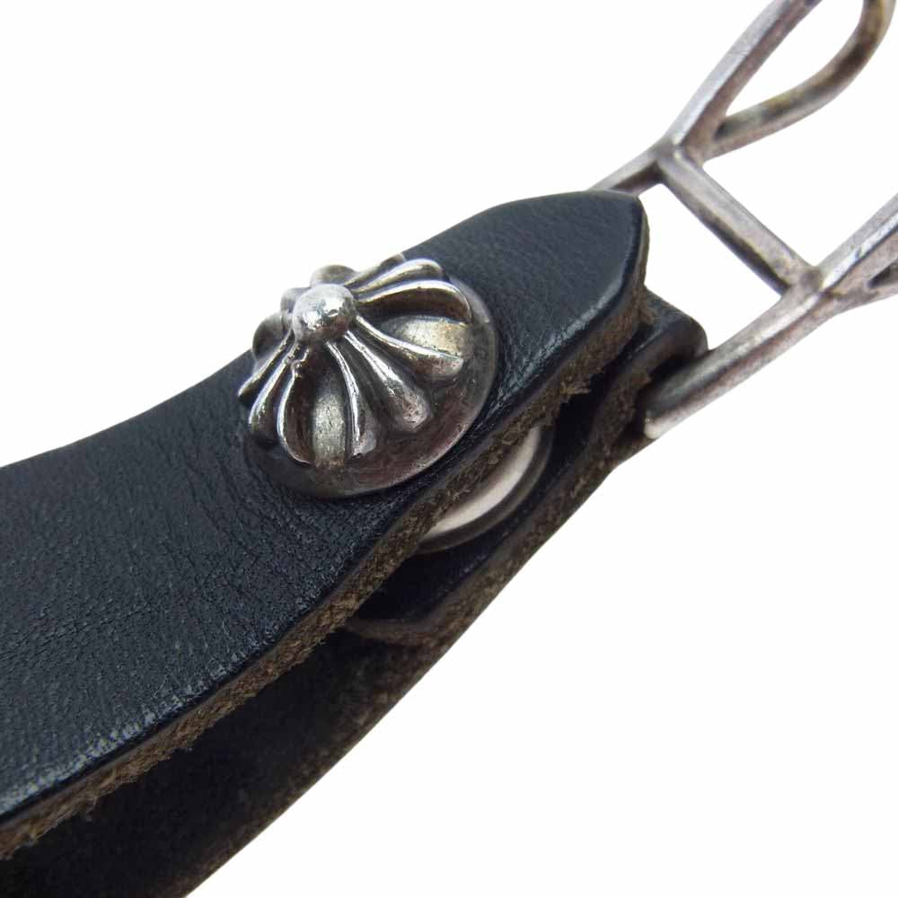CHROME HEARTS クロムハーツ（原本無） BELT LOOP クロスボール レザー ベルトループ ブラック系 シルバー系【中古】