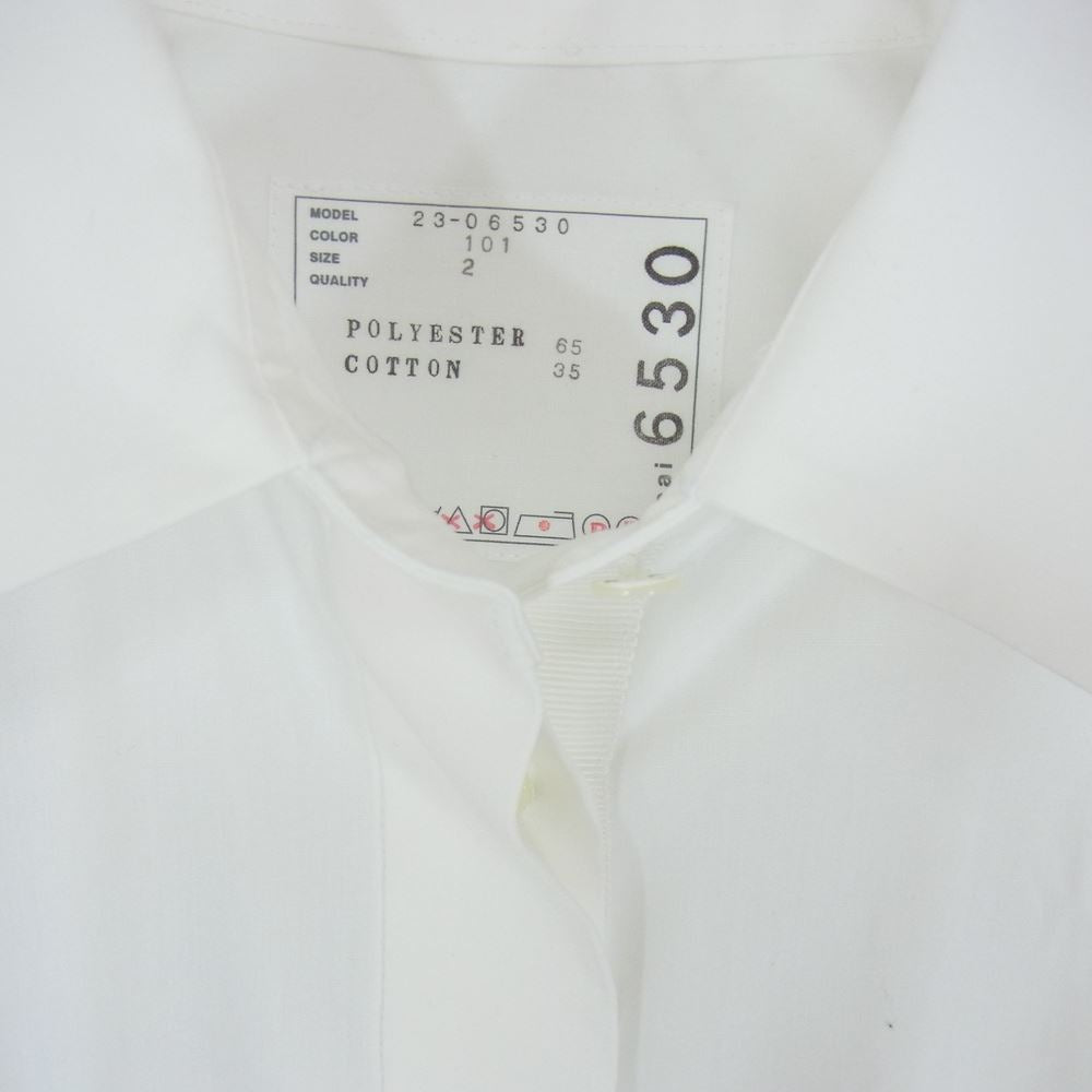 Sacai サカイ 23SS 23-06530 Bianco maxi shirt with cut-out sleeves ビアンコ マキシ シャツ ホワイト系 2【美品】【中古】