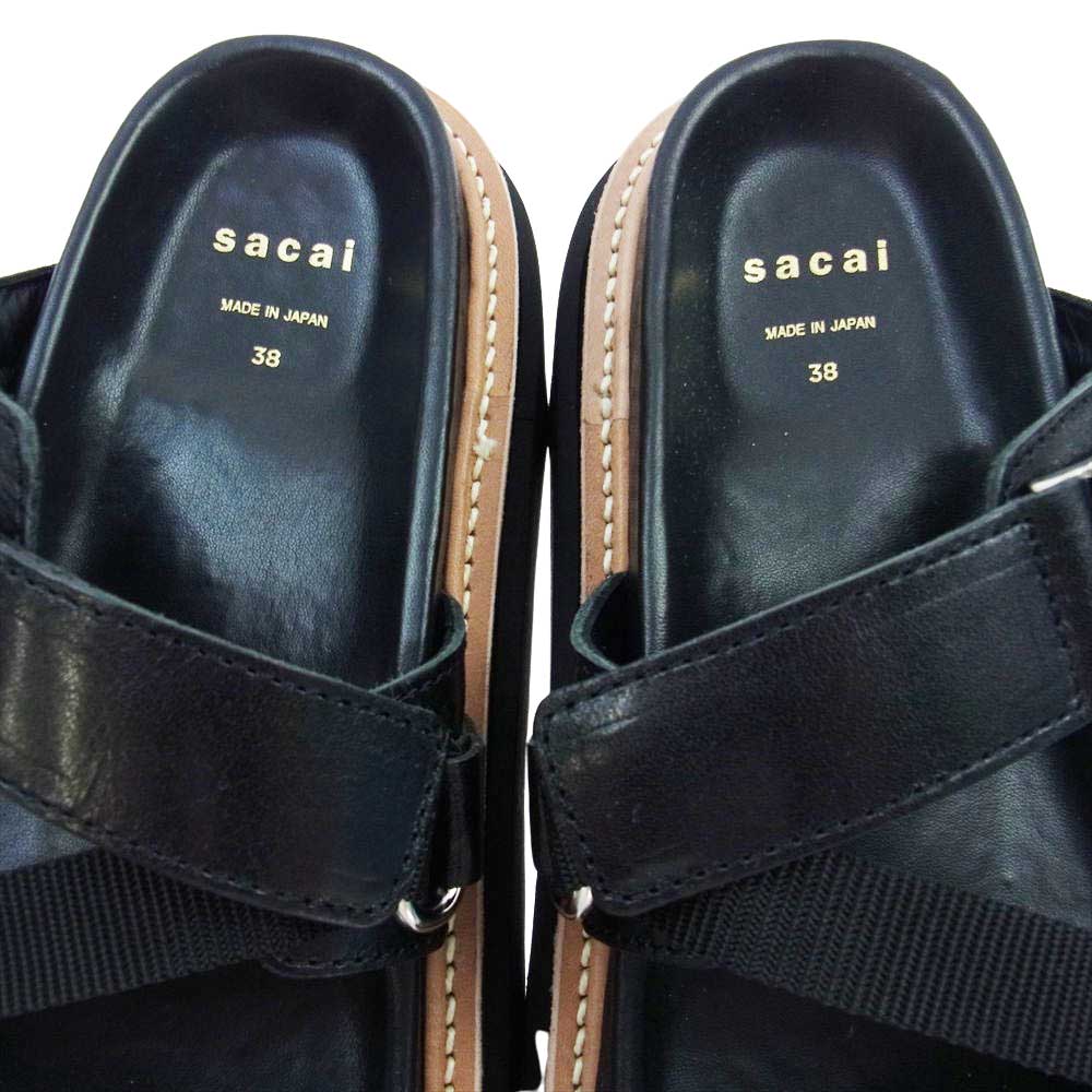 Sacai サカイ 23-06569 Hybrid Belt Sandals ハイブリッド ベルト サンダル ブラック系 38【中古】