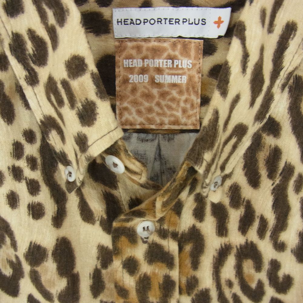 HEAD PORTER PLUS レオパード 長袖 シャツ ブラウン系 L【中古】