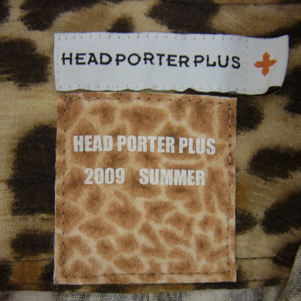 HEAD PORTER PLUS レオパード 長袖 シャツ ブラウン系 L【中古】