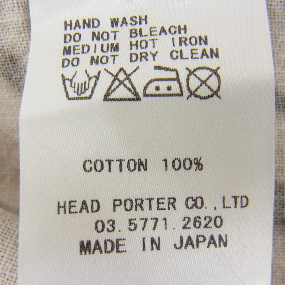 HEAD PORTER PLUS レオパード 長袖 シャツ ブラウン系 L【中古】