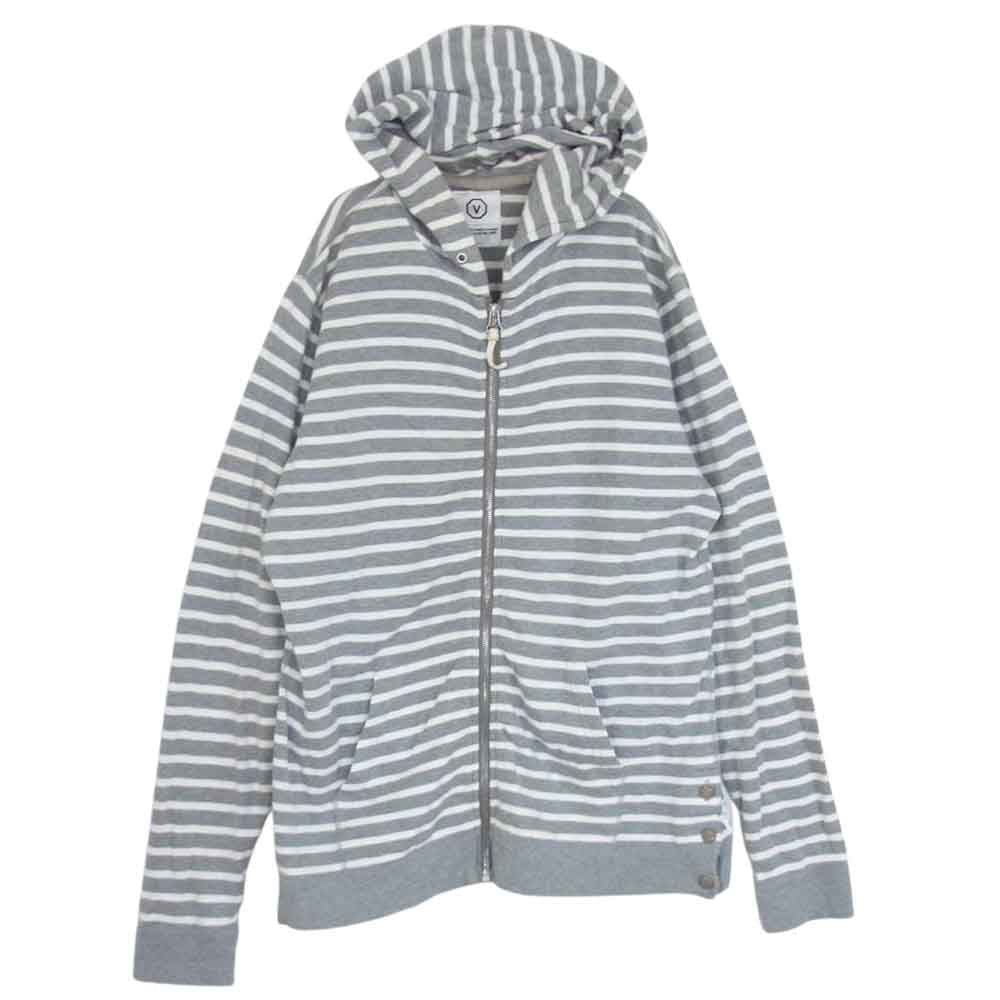 VISVIM ビズビム ボーダー ジップアップ パーカー フーディー グレー系 L【中古】