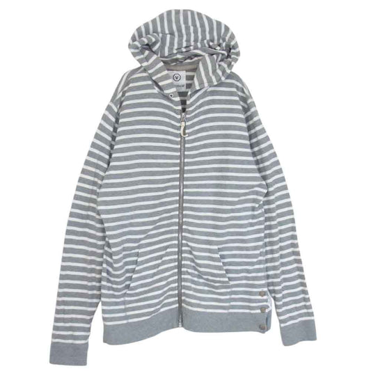 VISVIM ビズビム ボーダー ジップアップ パーカー フーディー グレー系 L【中古】