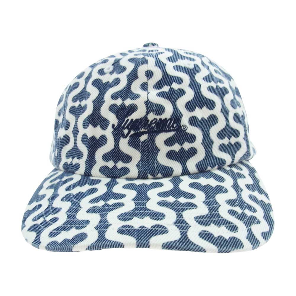 Supreme シュプリーム 21SS Monogram S Logo 6Panel Cap モノグラム Sロゴ 6パネル キャップ ネイビー系 ホワイト系【中古】