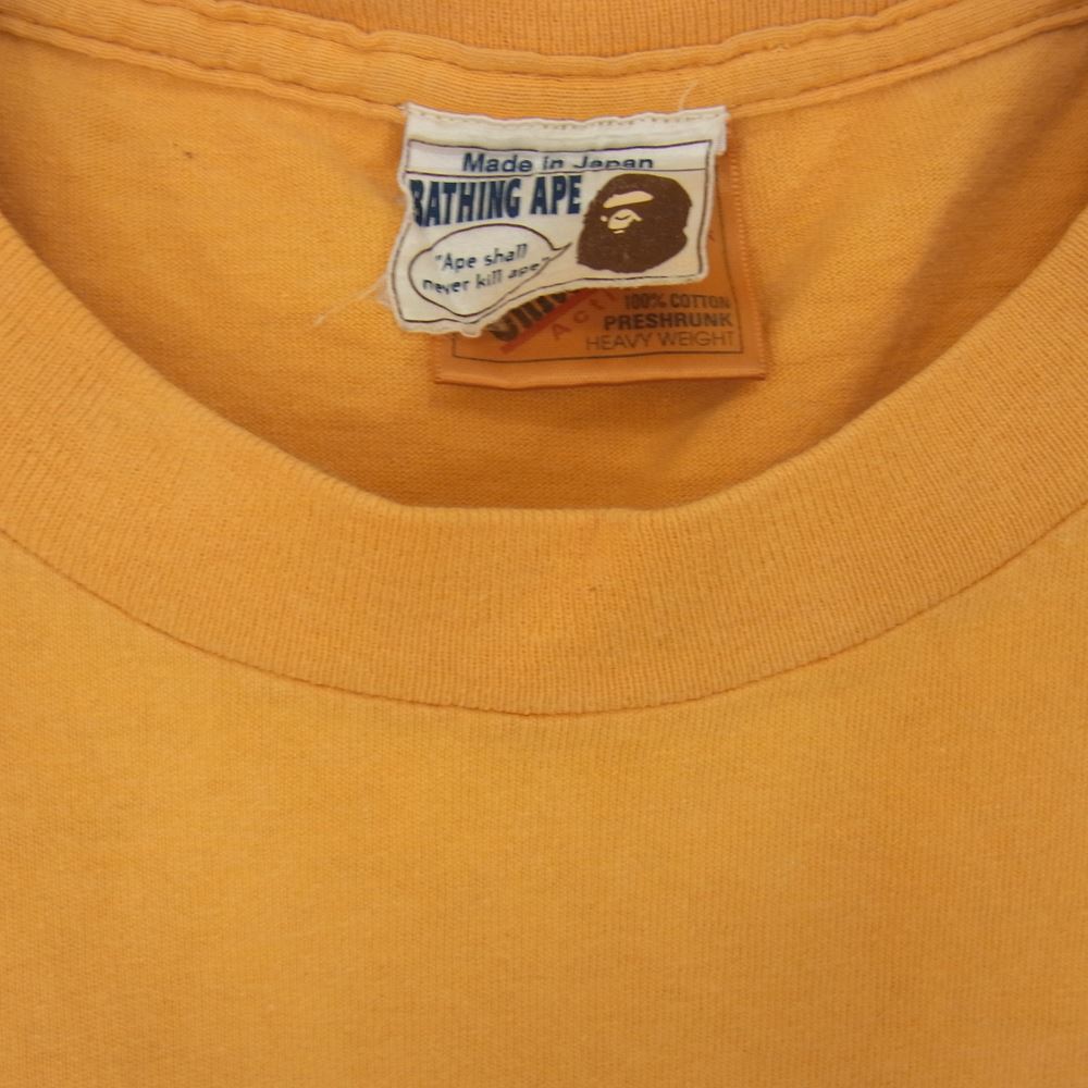 A BATHING APE アベイシングエイプ 90s USA製 最初期 ベートーベン TEE 半袖 Tシャツ イエロー系 42～44【中古】