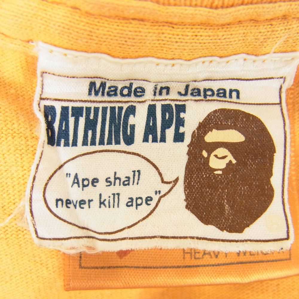 A BATHING APE アベイシングエイプ 90s USA製 最初期 ベートーベン TEE 半袖 Tシャツ イエロー系 42～44【中古】