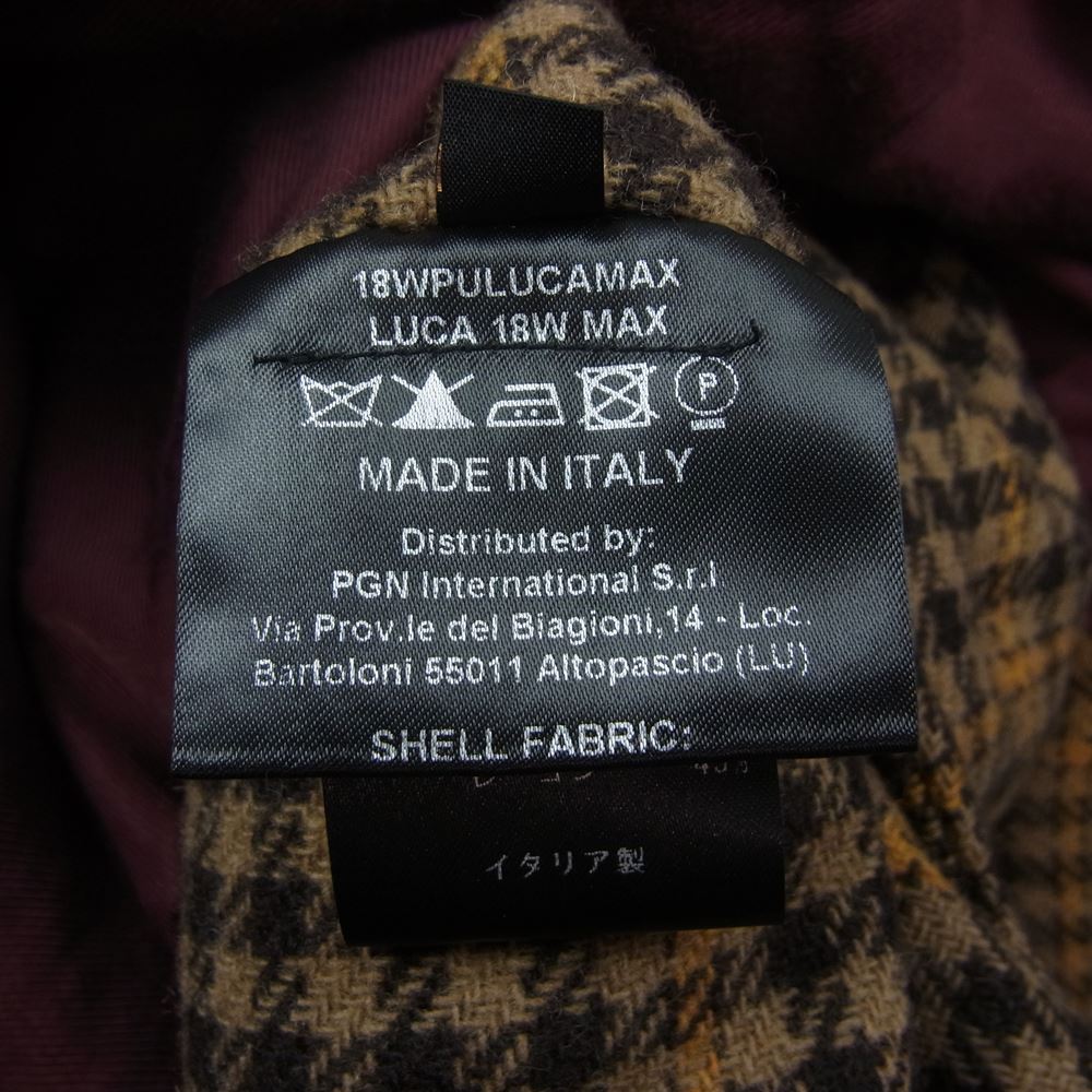パルト イタリア製 ウール チェック コート ベージュ系 46【中古】