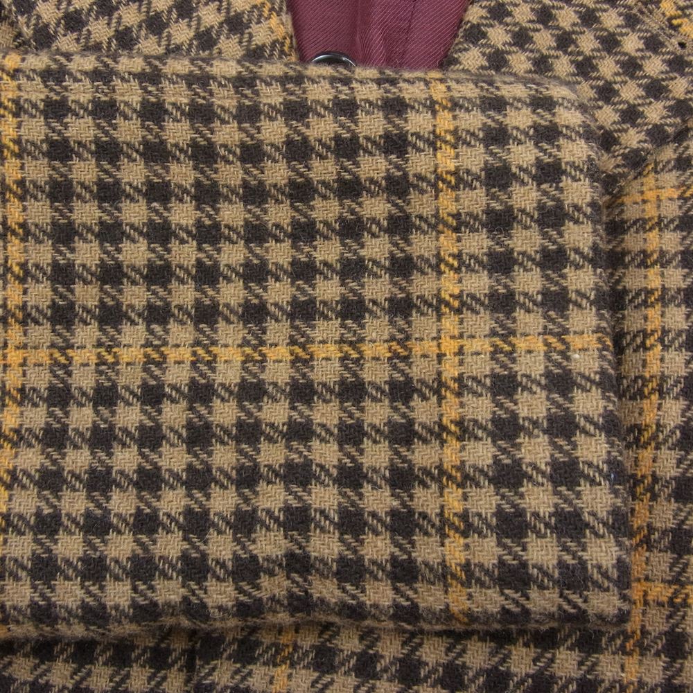 パルト イタリア製 ウール チェック コート ベージュ系 46【中古】