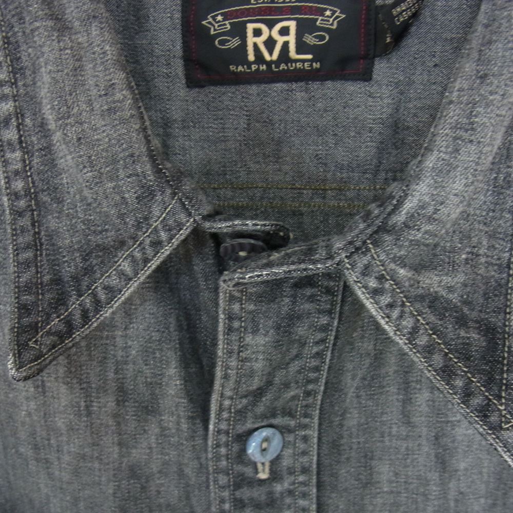 RALPH LAUREN ラルフローレン RRL ダブルアールエル デニム ポケット シャツ ブラック系 M【中古】