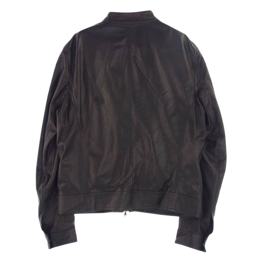エンメティ GIAPPONE-078 イタリア製 JURI ユリ ラムスキン レザー シングルライダース ジャケット ブラック系 52【極上美品】【中古】