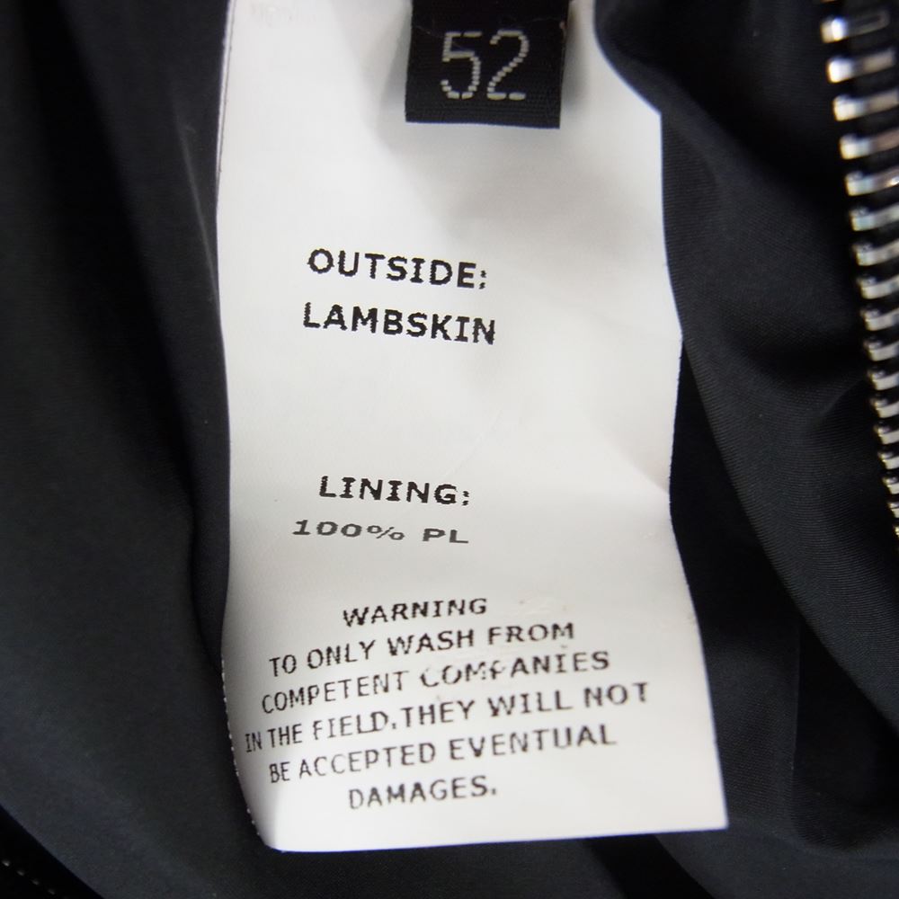 エンメティ GIAPPONE-078 イタリア製 JURI ユリ ラムスキン レザー シングルライダース ジャケット ブラック系 52【極上美品】【中古】