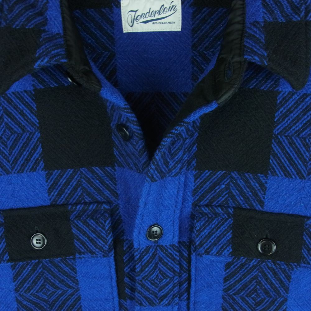 TENDERLOIN テンダーロイン BUFFALO SHT JKT バッファロー ウール シャツ ジャケット 日本製 ブルー系 ブラック系 S【中古】