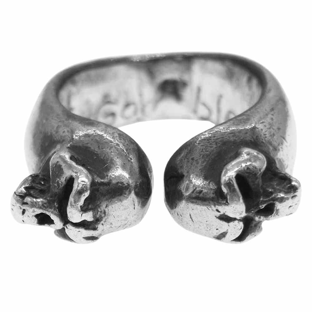 サーティーンデザインズ DOUBLE MAD FACE RING ダブル マッド フェイス スカル リング　 シルバー系 11.5号【中古】