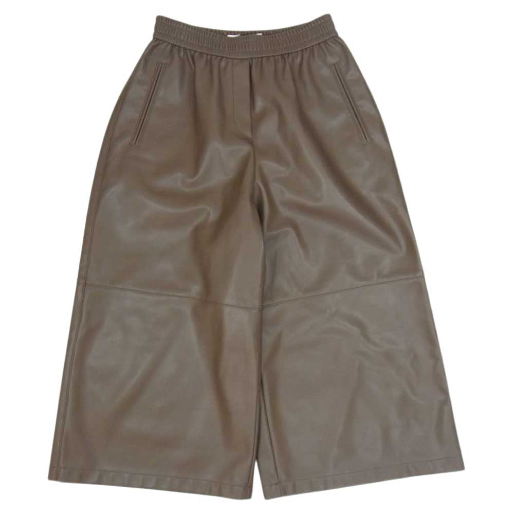 シクラス R04-65007 シンセティックレザー フレア ワイド パンツ ブラウン系 34【中古】