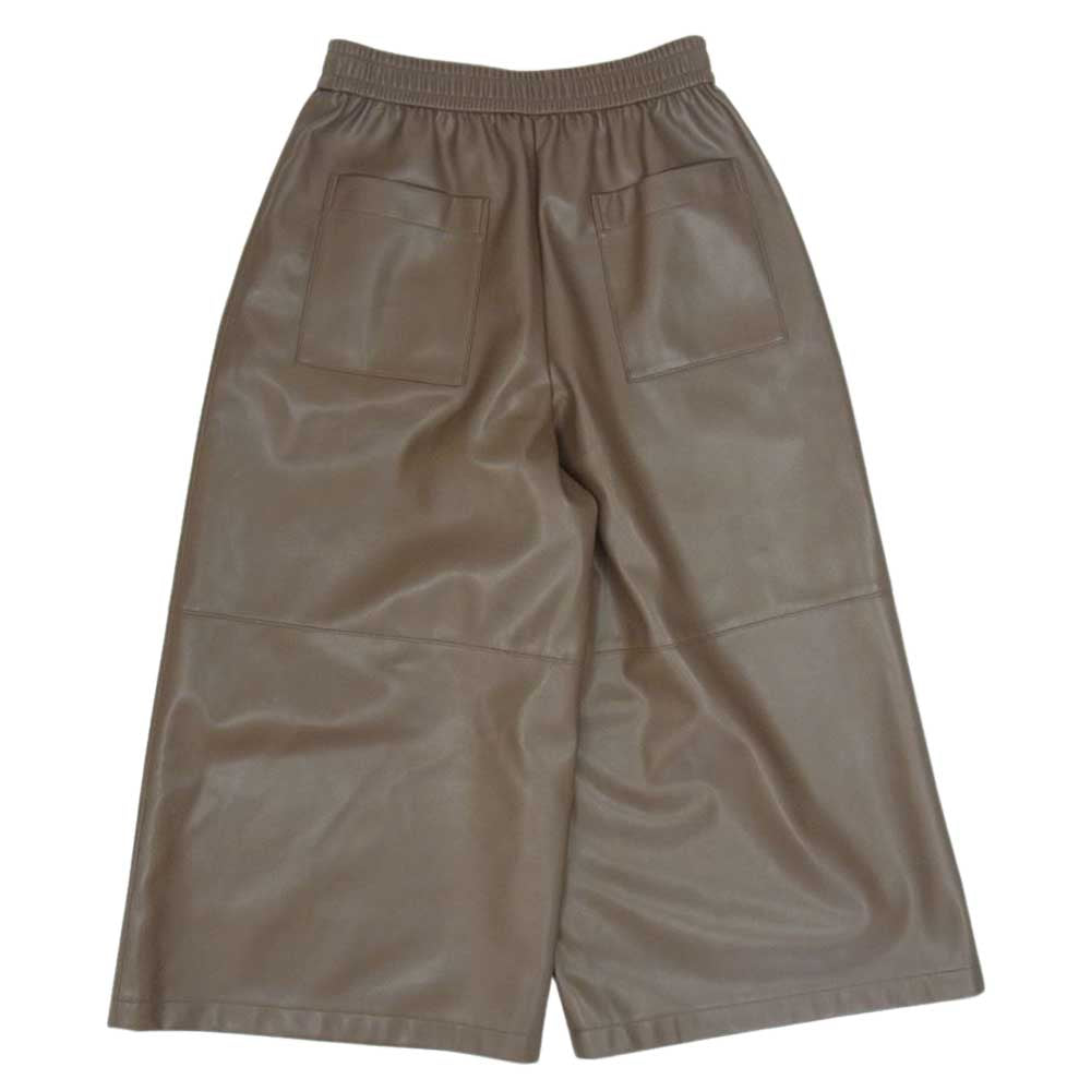 シクラス R04-65007 シンセティックレザー フレア ワイド パンツ ブラウン系 34【中古】