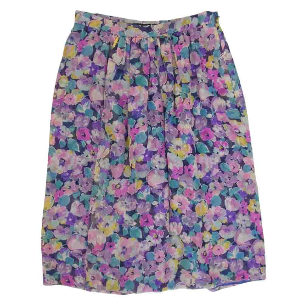 Drawer ドゥロワー 6524-299-0492 フラワー 花柄 シルク100％ フレア スカート マルチカラー系 36【中古】