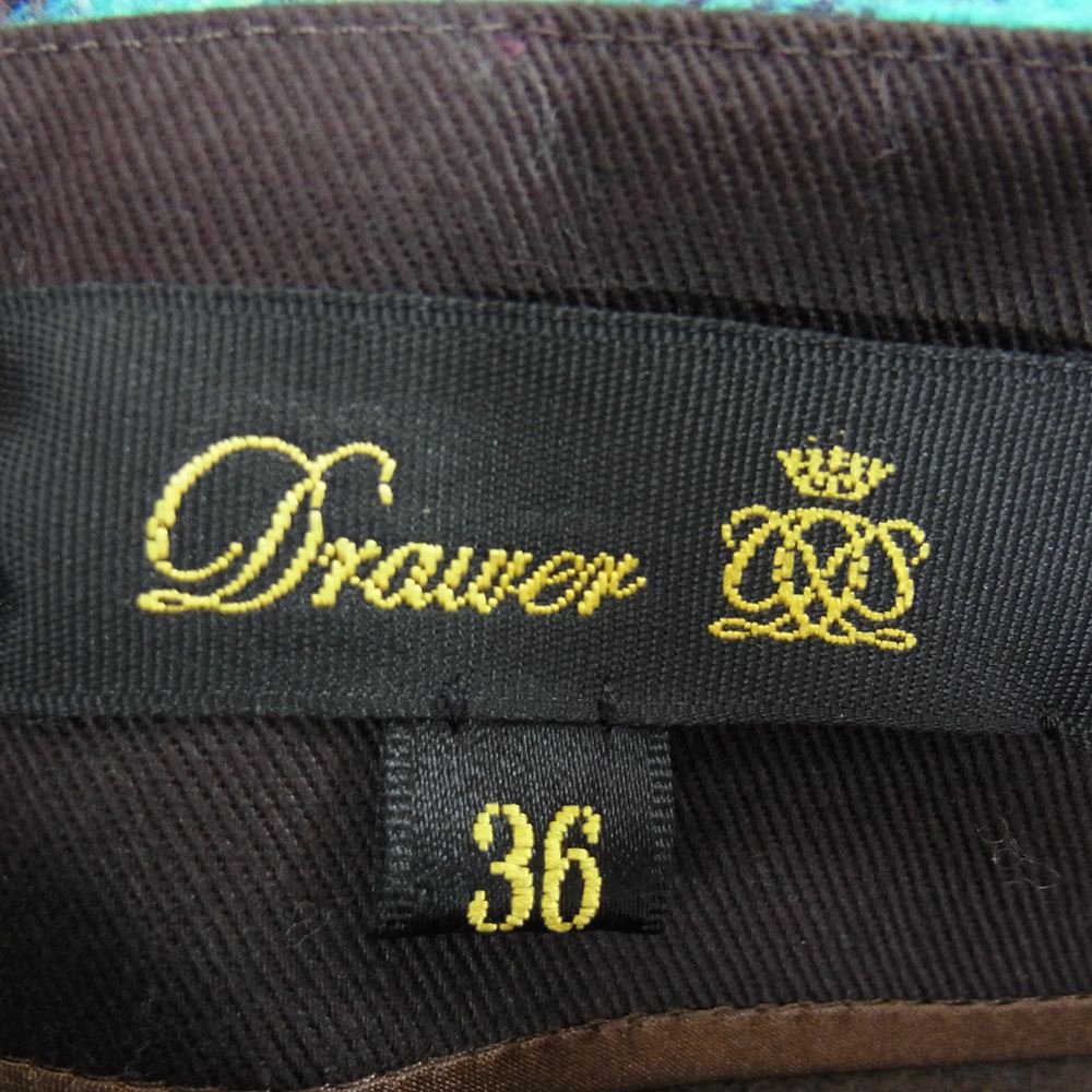 Drawer ドゥロワー 6524-299-1605 ウール チェック ロングスカート ブルー系 36【中古】
