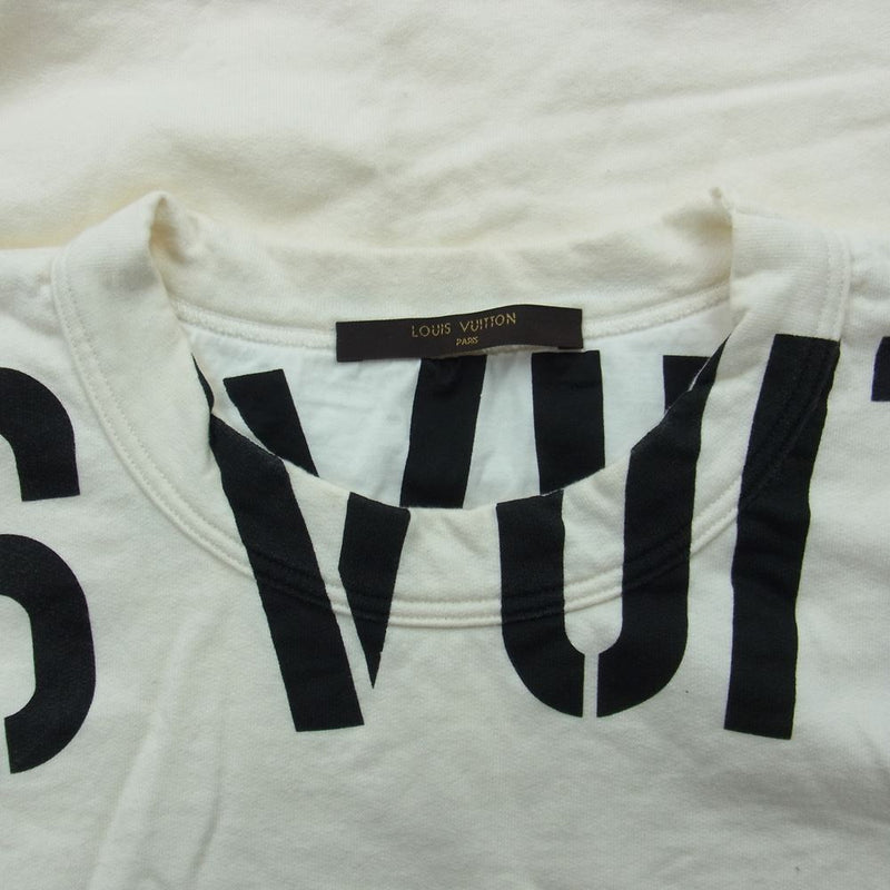 LOUIS VUITTON ルイ・ヴィトン × fragment design フラグメントデザイン ロゴ 半袖 スウェット オフホワイト系 S【中古】