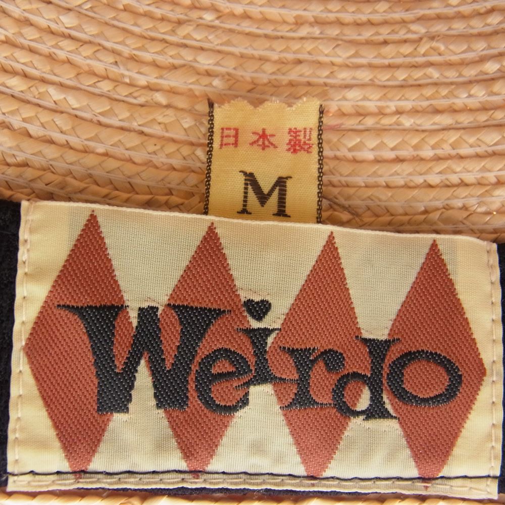 WEIRDO ウィアード 総柄 リボン ストロー ラフィア ハット 麦わら 帽子 ライトブラウン系 M【中古】