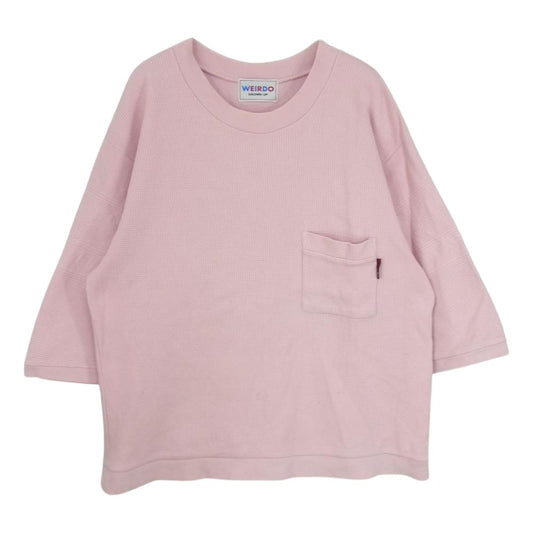 WEIRDO ウィアード 19SS WRD-19-SS-32 WHO? S/S T-SHIRTS オーバーサイズ ポケット サーマル ワッフル 半袖 Tシャツ カットソー  ピンク系 M【中古】
