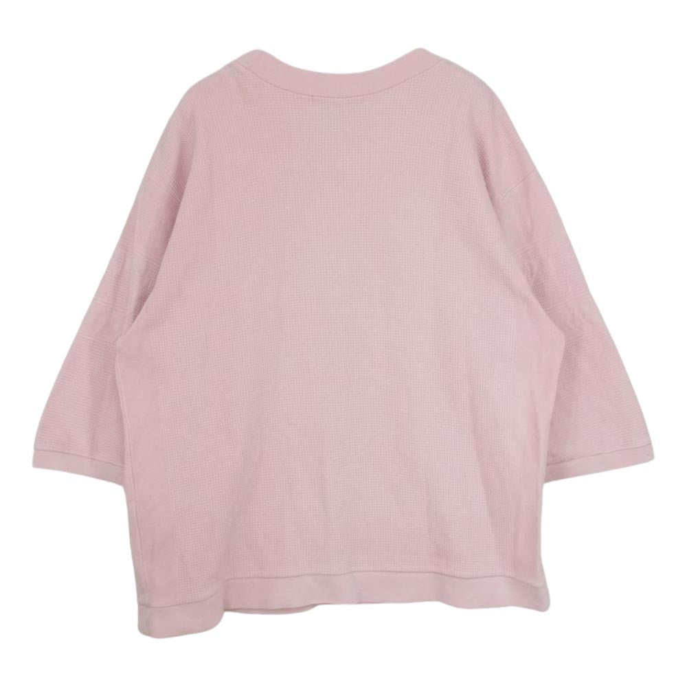 WEIRDO ウィアード 19SS WRD-19-SS-32 WHO? S/S T-SHIRTS オーバーサイズ ポケット サーマル ワッフル 半袖 Tシャツ カットソー  ピンク系 M【中古】