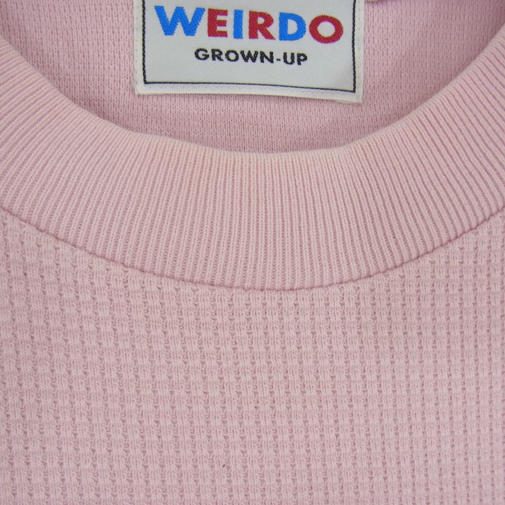 WEIRDO ウィアード 19SS WRD-19-SS-32 WHO? S/S T-SHIRTS オーバーサイズ ポケット サーマル ワッフル 半袖 Tシャツ カットソー  ピンク系 M【中古】