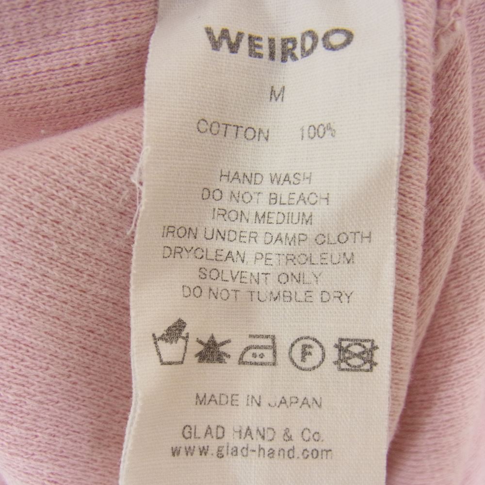 WEIRDO ウィアード 19SS WRD-19-SS-32 WHO? S/S T-SHIRTS オーバーサイズ ポケット サーマル ワッフル 半袖 Tシャツ カットソー  ピンク系 M【中古】