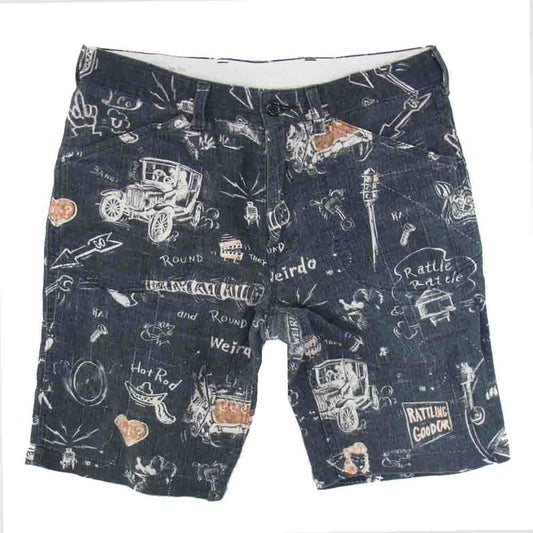 WEIRDO ウィアード 15SS WRD-15-SS-04 Scribbled Shorts 総柄 ショーツ ハーフ パンツ ブラック系 M【中古】
