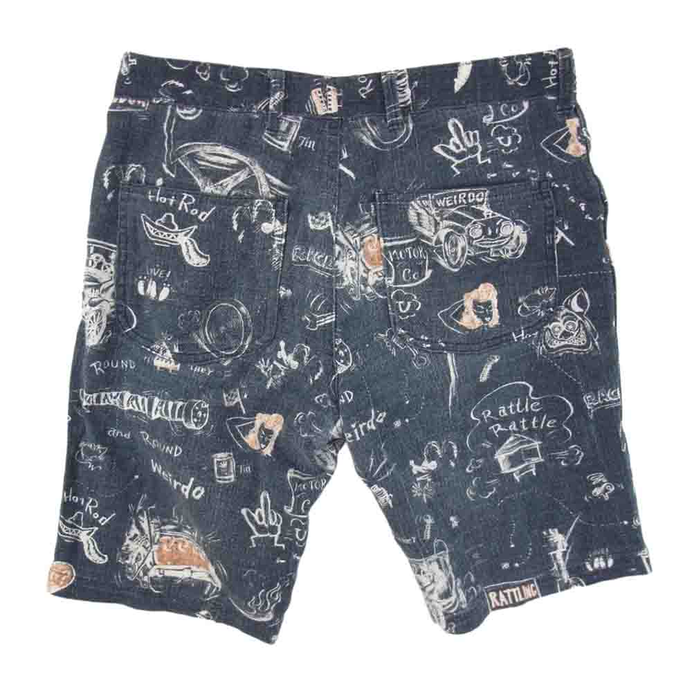 WEIRDO ウィアード 15SS WRD-15-SS-04 Scribbled Shorts 総柄 ショーツ ハーフ パンツ ブラック系 M【中古】