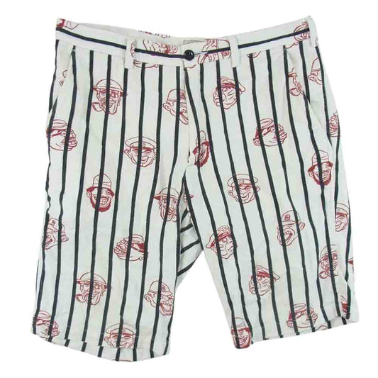 WEIRDO ウィアード 13SS WRD-13-SS-41 Spoofing Caricatures ジェイル ストライプ ショーツ ハーフ パンツ オフホワイト系 M【中古】