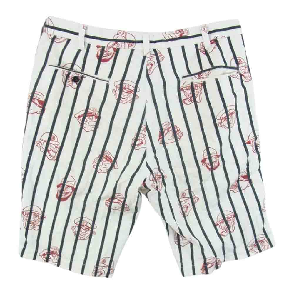 WEIRDO ウィアード 13SS WRD-13-SS-41 Spoofing Caricatures ジェイル ストライプ ショーツ ハーフ パンツ オフホワイト系 M【中古】