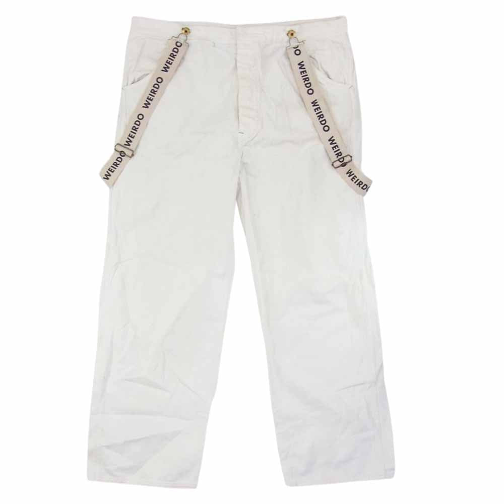 WEIRDO ウィアード 15AW WRD-15-AW-11 MANIA BIG PANTS マニア ビッグ サスペンダー ヘリンボーン パンツ オフホワイト系 M【中古】