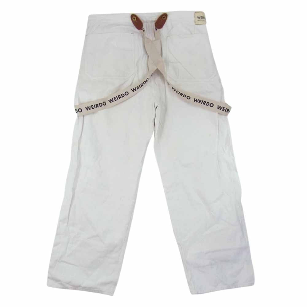 WEIRDO ウィアード 15AW WRD-15-AW-11 MANIA BIG PANTS マニア ビッグ サスペンダー ヘリンボーン パンツ オフホワイト系 M【中古】