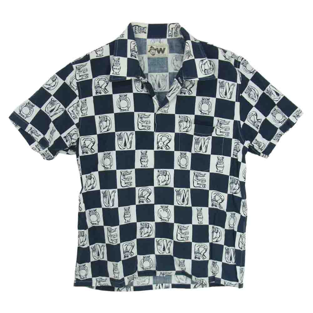 WEIRDO ウィアード 17SS WRD-17-SS-15 WIRED INITIALS S/S SHIRT イニシャル チェック チェッカーボード モンスター 総柄 半袖 シャツ ブラック系 M【中古】